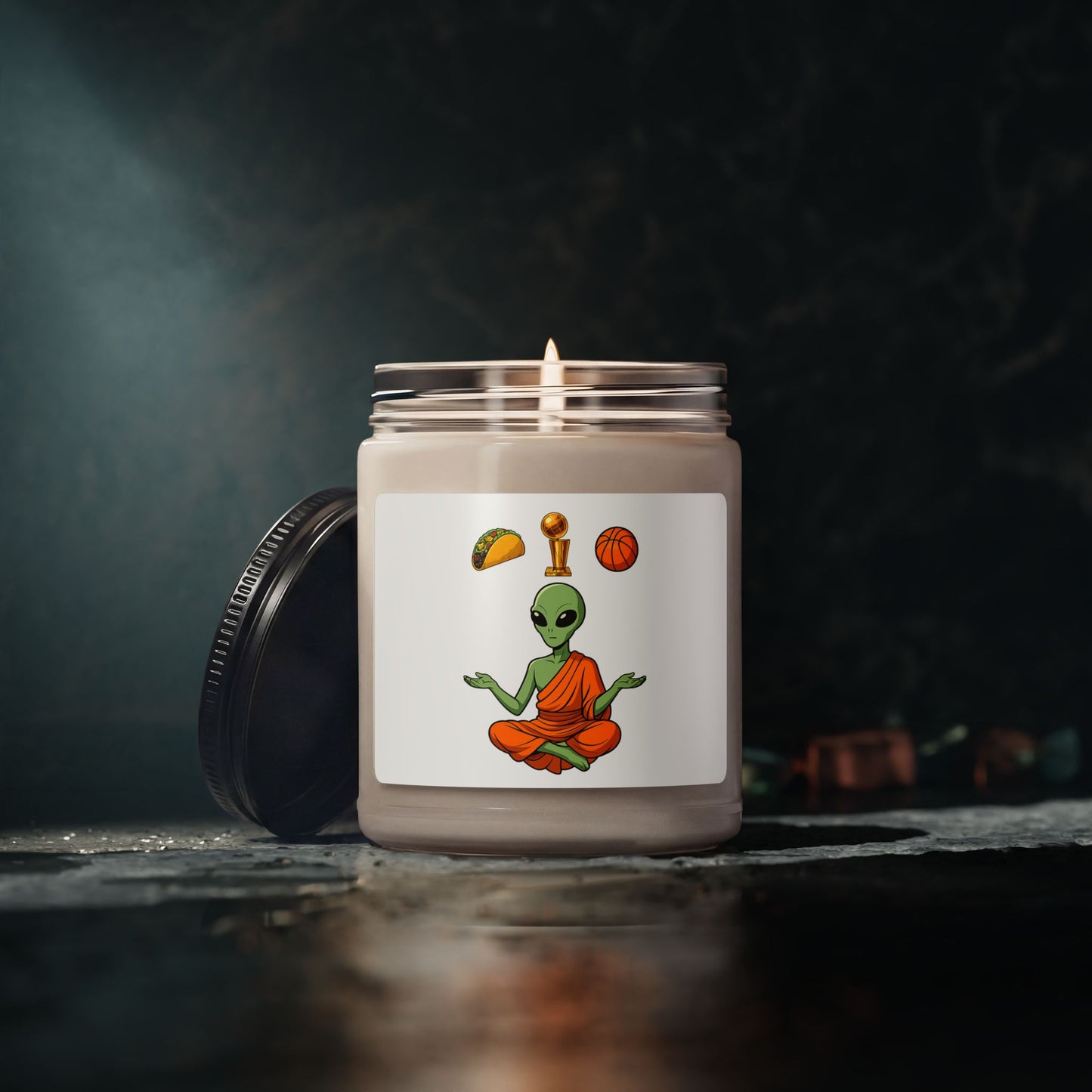 Soy Candle — Alien Monk Meditation Design (9oz)