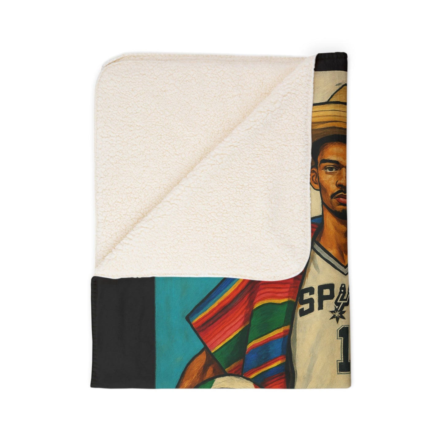 El Wemby Sherpa Blanket — Vintage Lotería-Style Spurs Basketball Throw