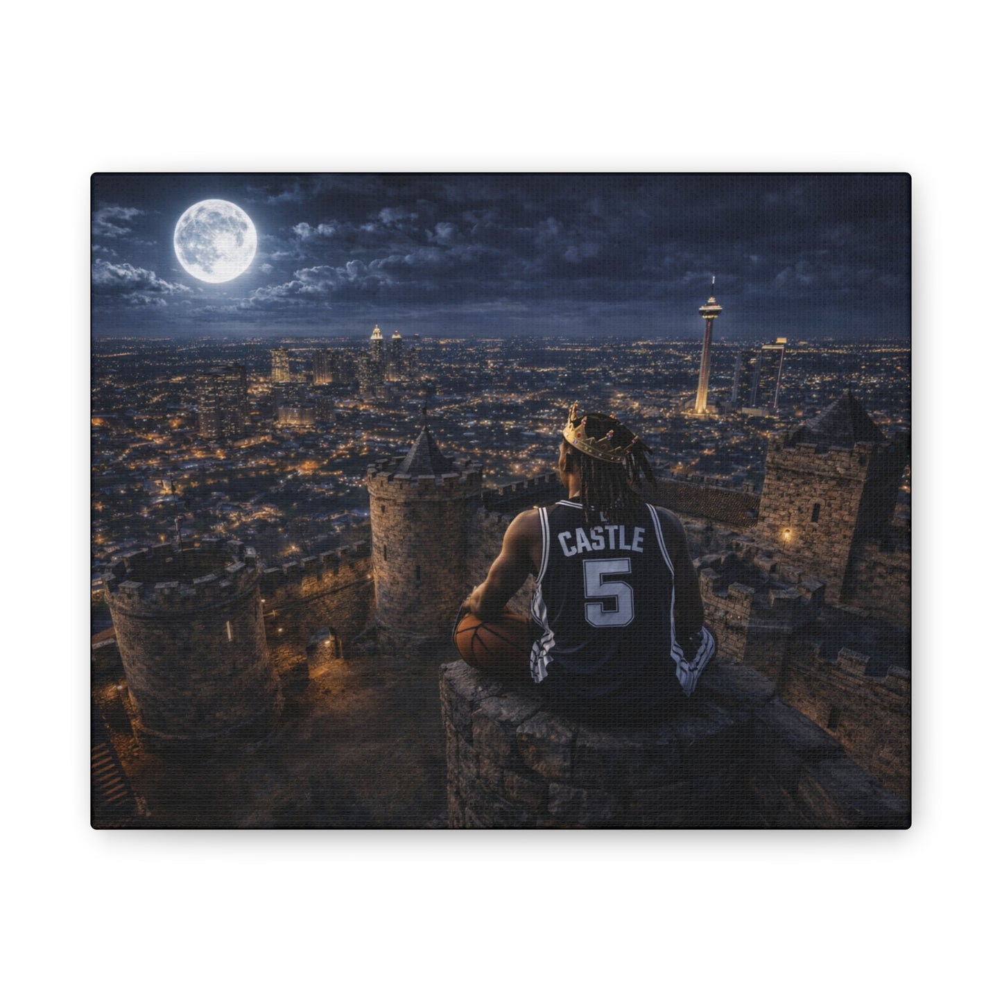 Crowned Above It All Canvas Print — Night City Castle 5 Wall Art
