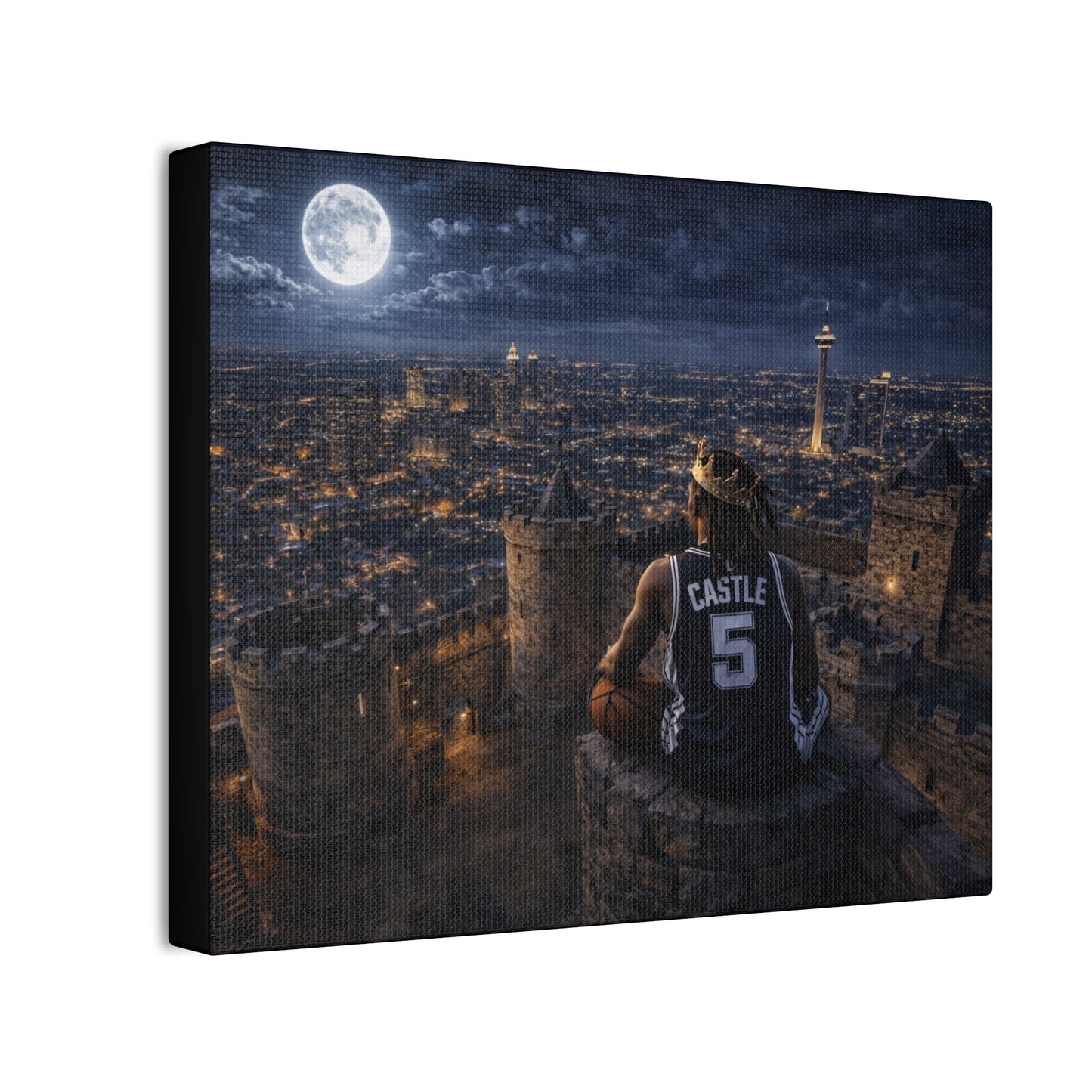Crowned Above It All Canvas Print — Night City Castle 5 Wall Art