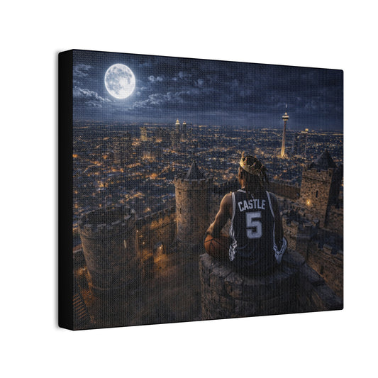 Crowned Above It All Canvas Print — Night City Castle 5 Wall Art