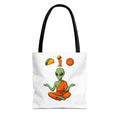 Alien Monk Tote Bag — Funny Meditation Graphic Tote for Fans of UFOs, Tacos & Basketball